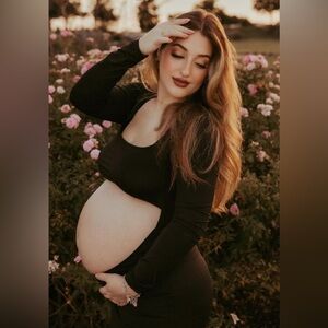 Dedysler Black Maternity Dress for Photos Open Belly Photoshoot Gown Size L EUC